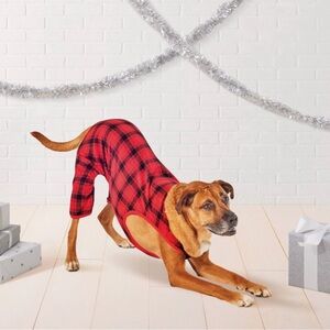 NWT Wondershop Dog Pajamas Red Plaid Size M Up To 40 LBS